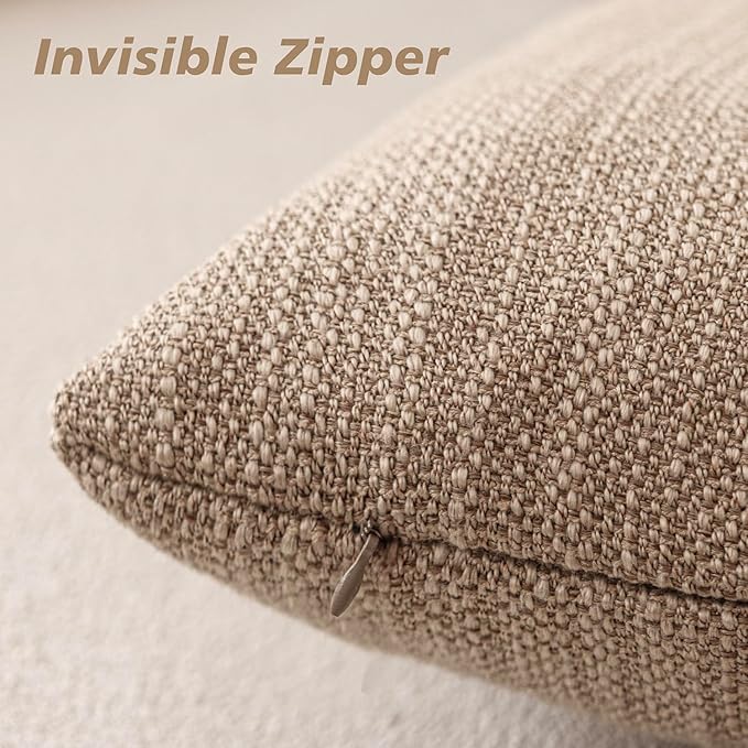 Foindtower Set of 2 Decorative Textured Burlap Linen Throw Pillow Covers - Image 2