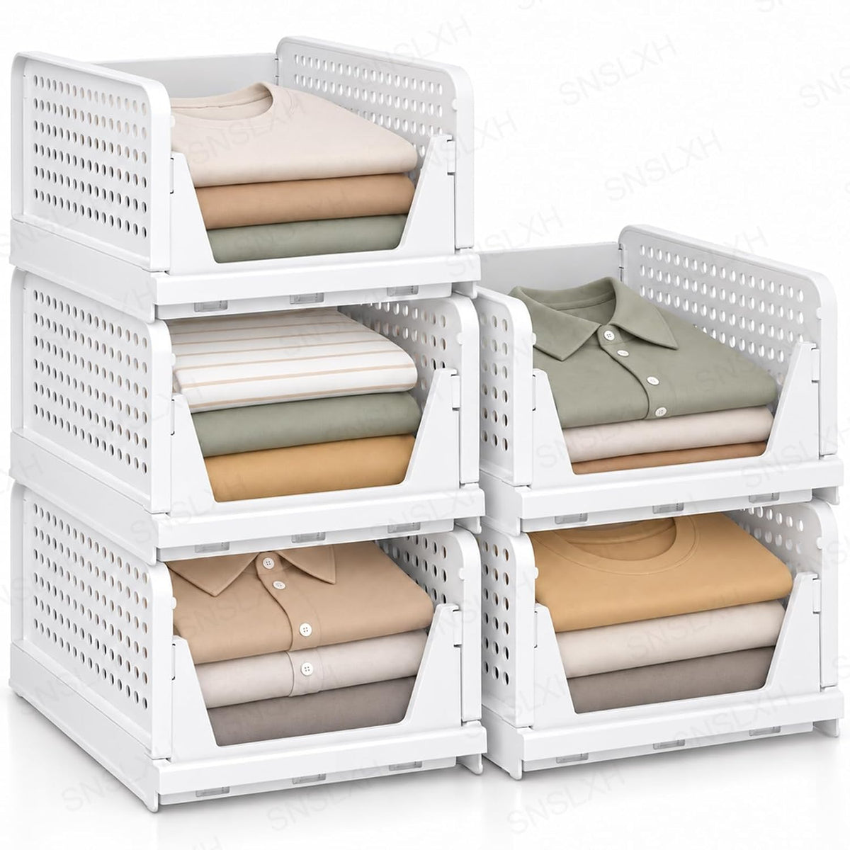 snslxh closet organizers and storage, 5 pack stackable, main product view
