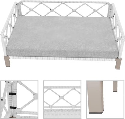 dog sofa bed, elevated dog couch with washable showing dimensions