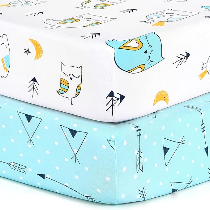 Pack n Play Sheets, BROLEX 2 Pack Mini Crib Sheets, Stretchy Portable Fitted by BROLEX