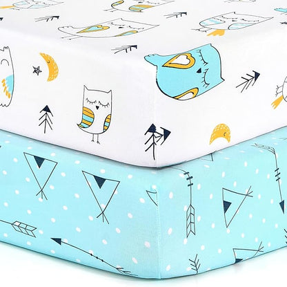 Pack n Play Sheets, BROLEX 2 Pack Mini Crib Sheets, Stretchy Portable Fitted by BROLEX