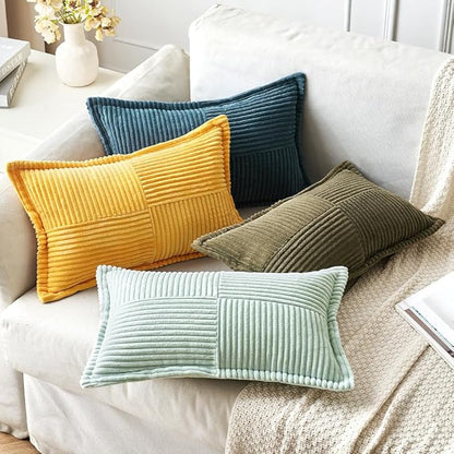 MIULEE Golden Yellow Corduroy Lumbar Pillow Covers 12x20 Inch 12x20 Inch - Image 5