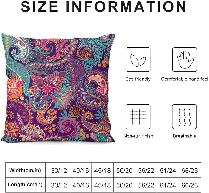 Indian Boho Pillowcases Mandala Design Colorful Floral Style, 18x18 Inch Square - Image 2