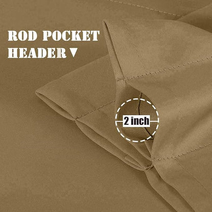 104 Inch Extra Wide Valance for Windows Khaki Living Room Bedroom Valance Rod - Image 5