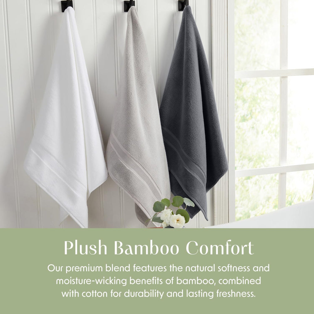 Springtree Home Luxury Bamboo Rayon Plush Bath Towel Set | 4-Pack | Grey