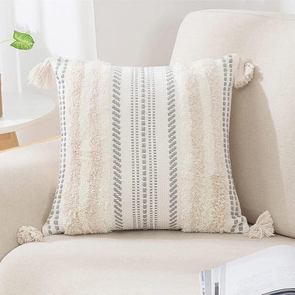 decorUhome Decorative Boho Throw Pillow Cover 20x20, Accent Neutral Textured by decorUhome