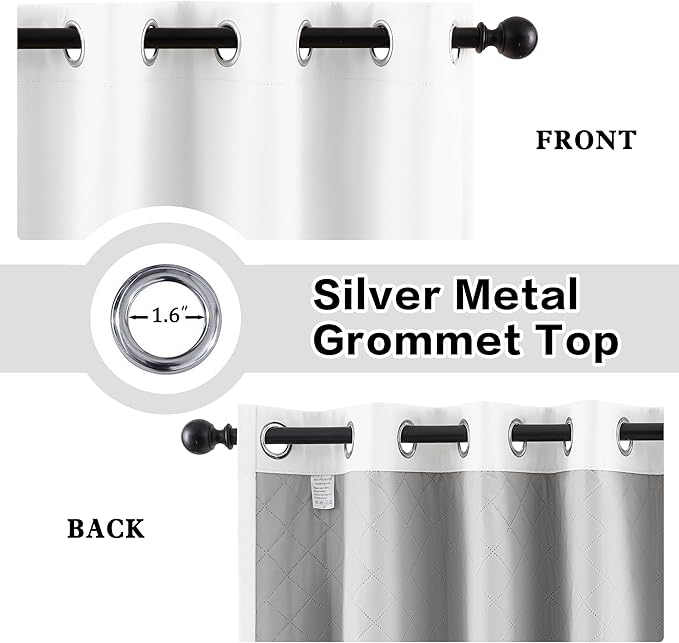 3 Layers Grommet White 100% Blackout Curtains Thermal Insulation Soundproof - Image 2