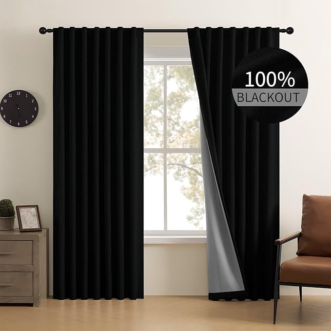 CUCRAF Custom Linen 100% Total Blackout Curtains, Light Blocking Drapes Thermal - Image 4