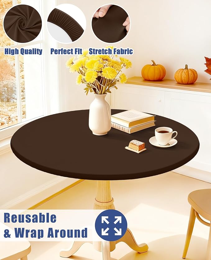 Round Spandex Tablecloth, Elastic Fitted Waterproof Tablecloths - Image 5
