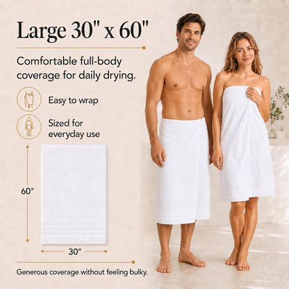 velqora large 100% cotton bath towels 4 pack, side view