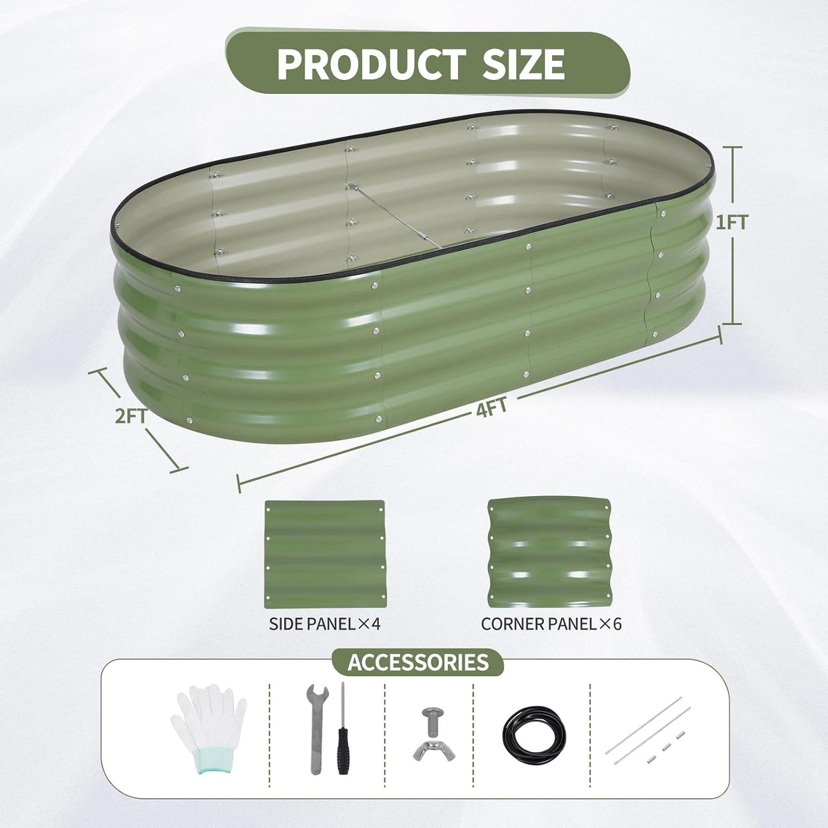 galvanized raised garden bed outdoor- 4x2x1ft planter box, package contents