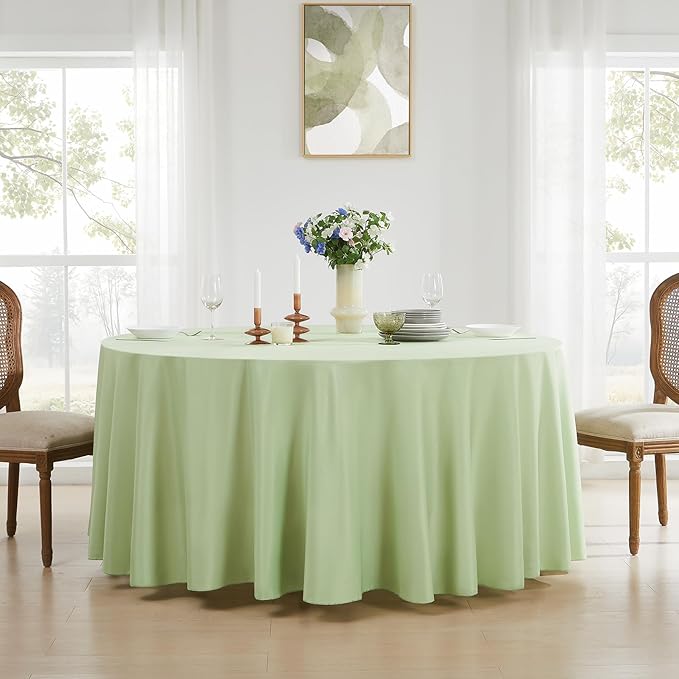 Round Tablecloth 132 Inch 6 Pack Sage Green Tablecloths Washable Decorative - Image 3