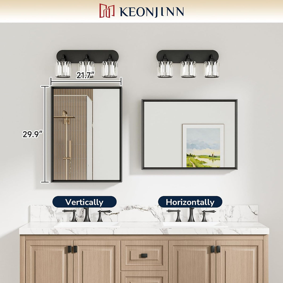 keonjinn 22 x 30 inch brushed nickel bathroom on a desk or shelf