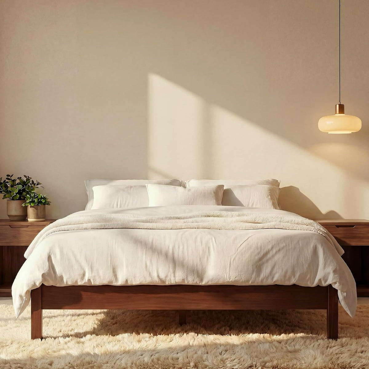 lifement queen bed frame signature wood platform, noise, main product view