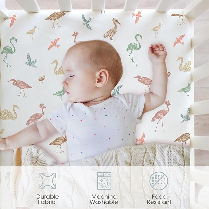 Bimocosy Crib Sheets 4 Pack, Baby Crib Sheets Fitted - Image 3
