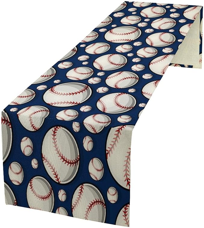 Baseball Sport Table Runner Vintage Softball Ball Game Days Seasonal Dinner by moderw