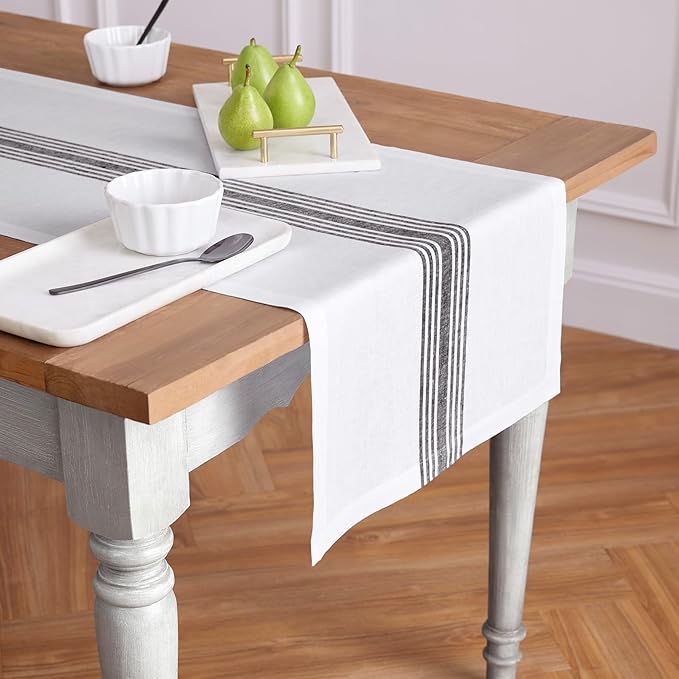 Solino Home Stripe Linen Table Runner 108 Inches Long - Image 2