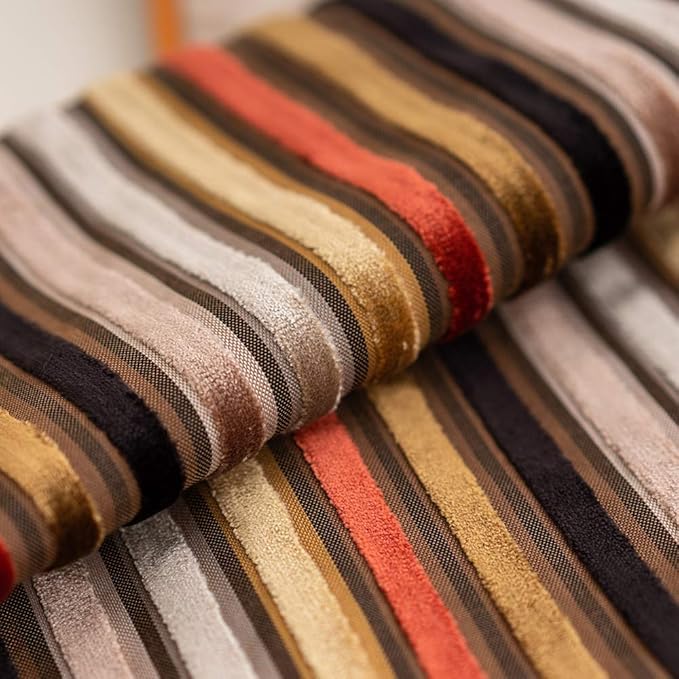 Yangest Orange Striped Throw Pillow Cover Multicolor Velvet Cushion Cover - Image 3