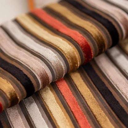 Yangest Orange Striped Throw Pillow Cover Multicolor Velvet Cushion Cover - Image 3