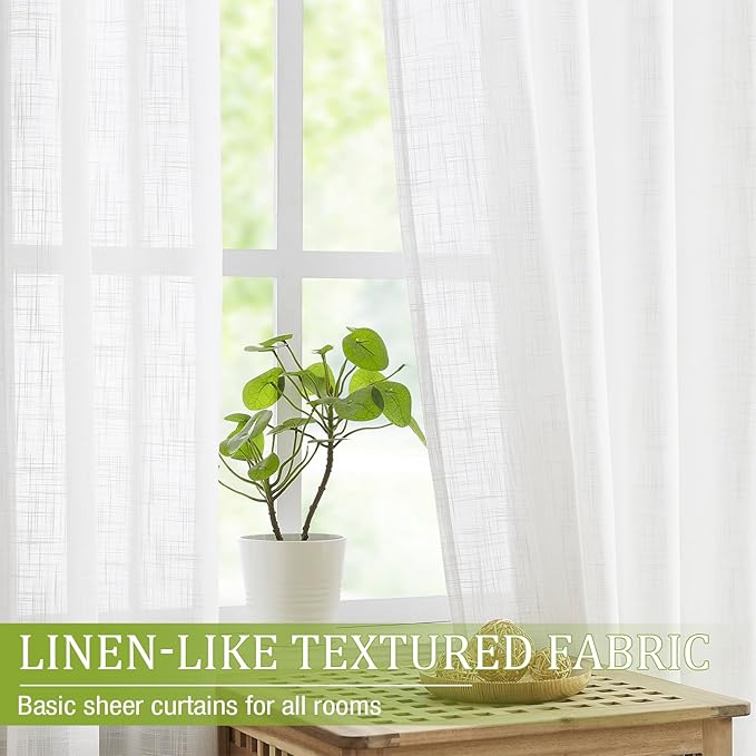 Semi-Sheer White Curtain Panels - Image 3