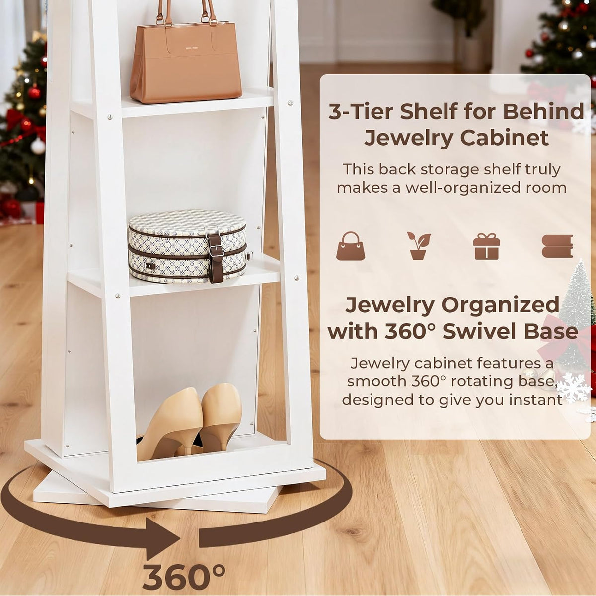 4-in-1 jewelry armoire with jewelry organizer storage, white, package contents