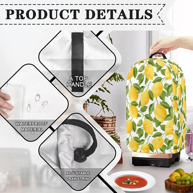 Lemon Leaf Print Countertop Blender Cover - Image 5