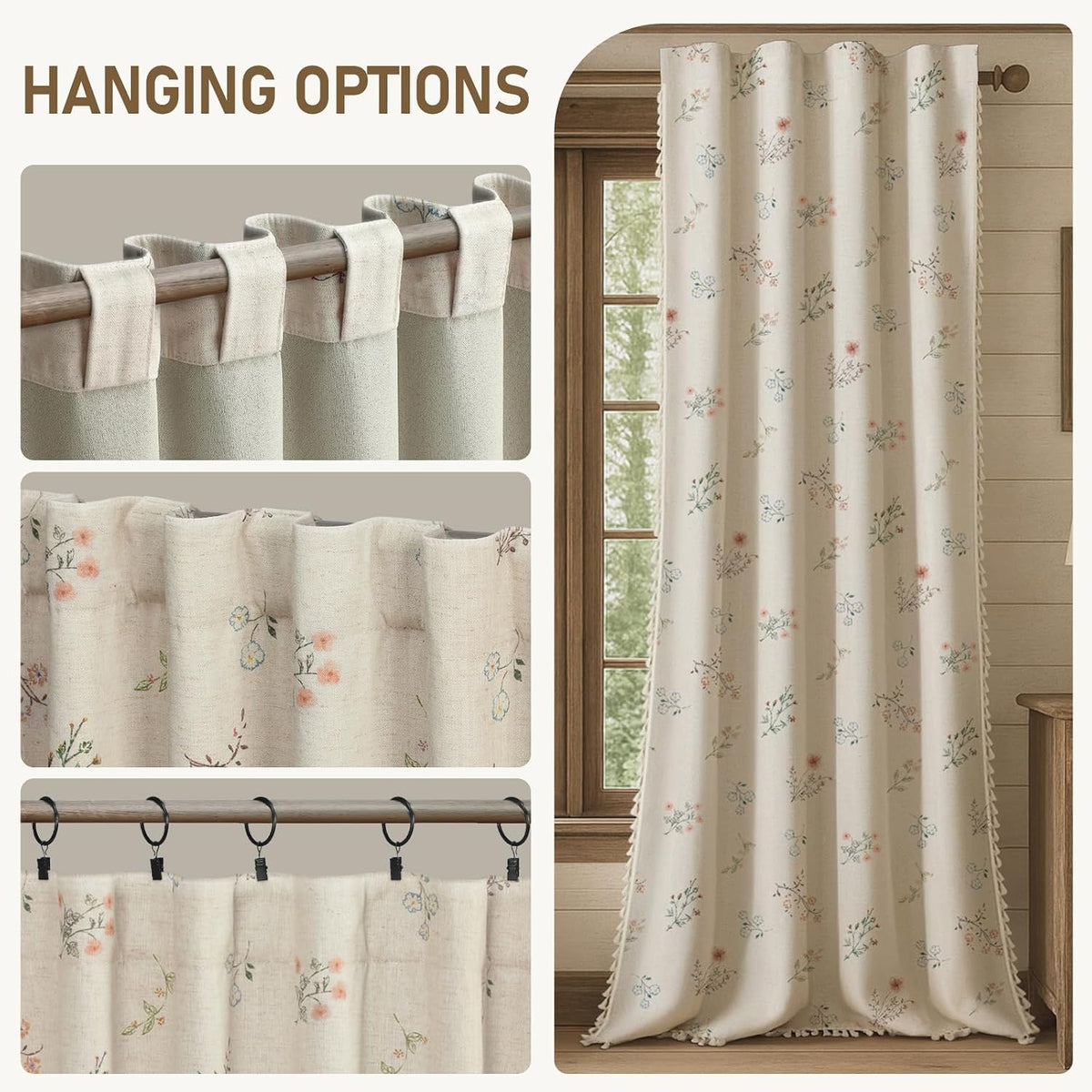 boho floral 100% blackout curtains 84 inch 2, view 9