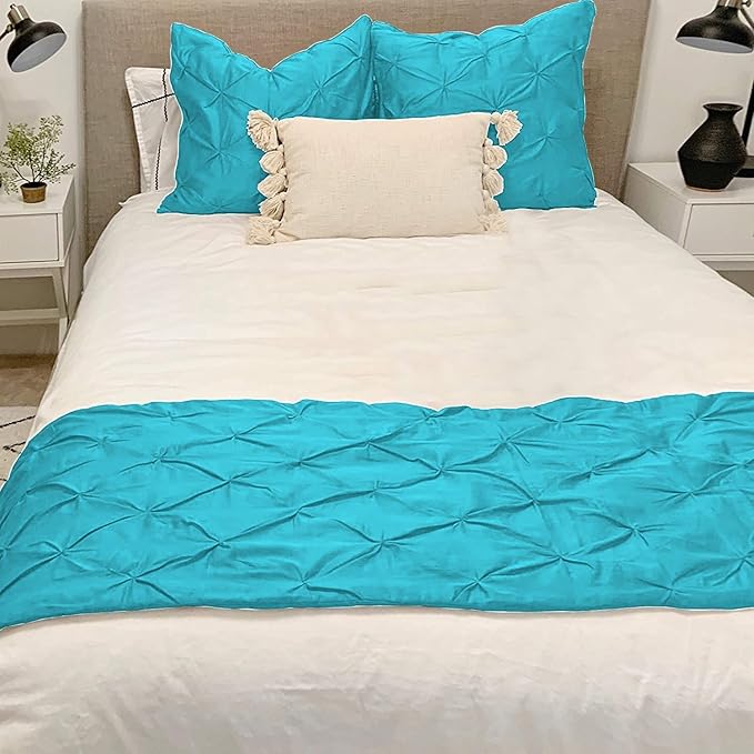 Bed Runner Set - 100% Pure Cotton 800 Thread Count - Luxury 1 Pinch Pleated Bed - Image 2