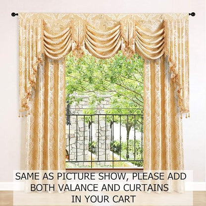 ELKCA Golden Jacquard Swag Waterfall Valance - Image 2