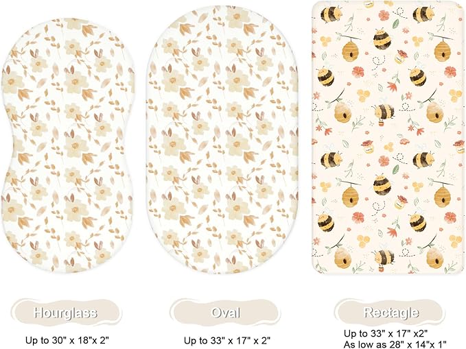 Bassinet Sheets for Baby Girls Boys 2 Pack, Fitted Baby Mattress Sheet for - Image 2