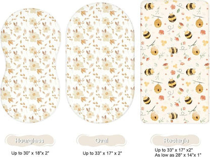 Bassinet Sheets for Baby Girls Boys 2 Pack, Fitted Baby Mattress Sheet for - Image 2