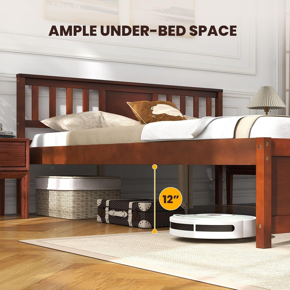 GIANTEX Queen Size Solid Wood Platform Bed Frame, Mid Century Queen Bed Frame...