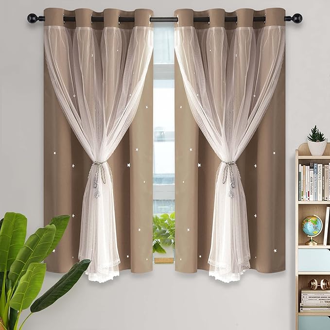 Kinryb Kids Blackout Curtains for Bedroom/Living Room/Classroom, Sheer Overlay by Kinryb