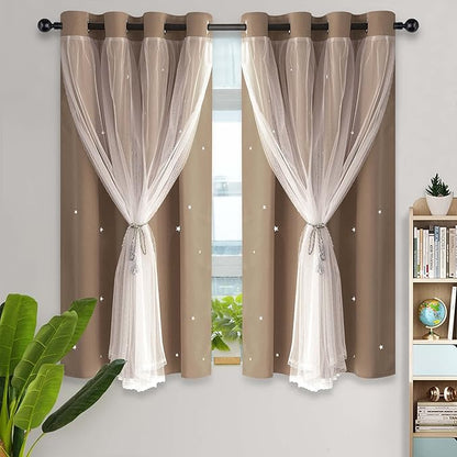 Kinryb Kids Blackout Curtains for Bedroom/Living Room/Classroom, Sheer Overlay by Kinryb