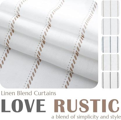 jinchan Linen Striped Kitchen Curtains Tier Cafe Curtains - Image 2