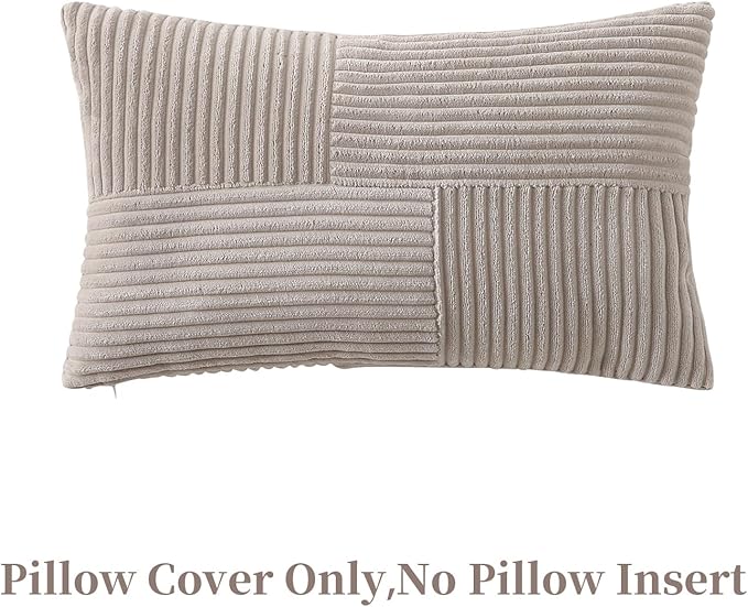 Taupe Lumbar Throw Pillow Covers 12x24 inch, Farmhouse Home Decor, Boho - Image 3