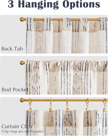 jinchan Boho Kitchen Curtains Linen Cafe Tier Curtains 54 Inch Bohemian - Image 7
