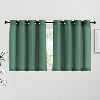 NICETOWN Olive Green Linen Kitchen Curtains 36 inch Length, Decorative Thick by NICETOWN