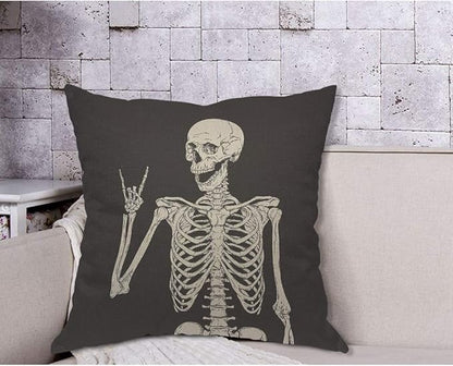 AOYEGO Human Skeleton Posing Throw Pillow Cover Skull Anatomy Happy Creepy - Image 4