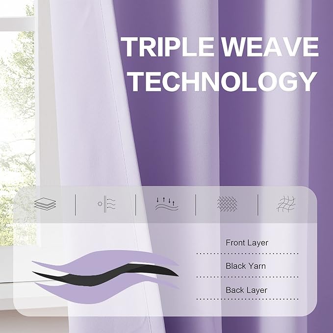 DUALIFE Lavender Curtains Room Darkening，Rod Pocket and Back Tab Thermal - Image 4