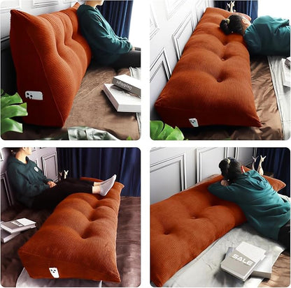 WOWMAX 100% Cotton Corduroy Headboard Pillow – Queen Size Back Support Reading - Image 3
