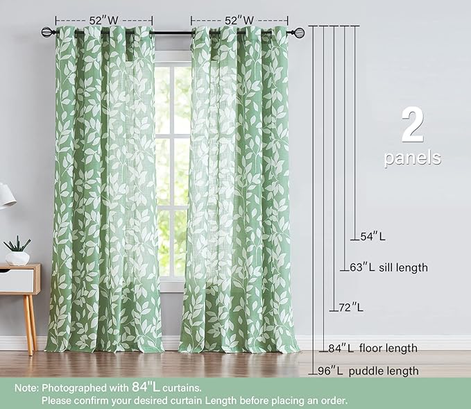 Treatmentex White Green Curtains - Image 6