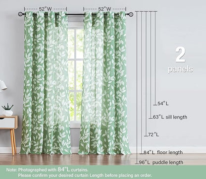 Treatmentex White Green Curtains - Image 6