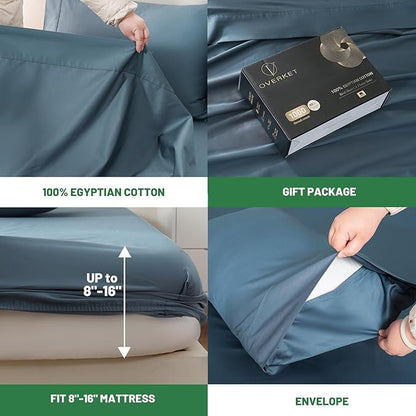 Egyptian Cotton Sheets Full Size 1000 Thread Count Sateen Weave Soft Breathable - Image 4