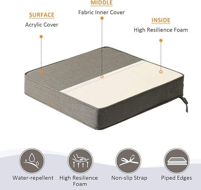 Sunbrella Square Corner Seat Cushions, Indoor Outdoor Water Repellent Universal - Image 4