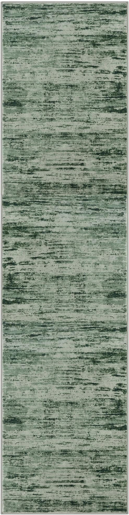 Modern Abstract Hallway Runner Rug, Forest Green Washable Kitchen Runner - Image 9