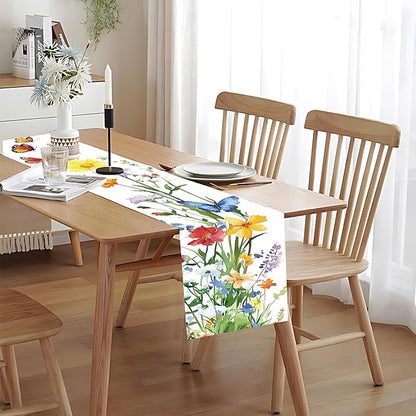 Elegant Floral and Butterfly Table Runner – Vibrant Spring Design - Image 5
