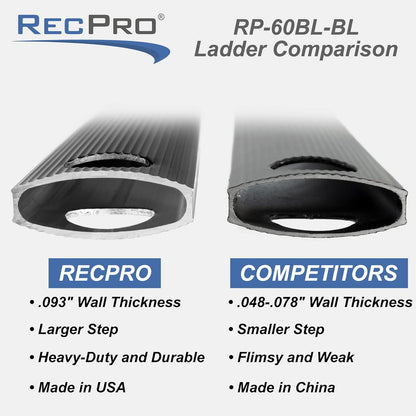 recpro rv bunk ladder 60" | black or showing dimensions