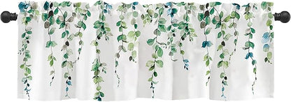 Watercolor Green Leaves Window Valance by debraleye
