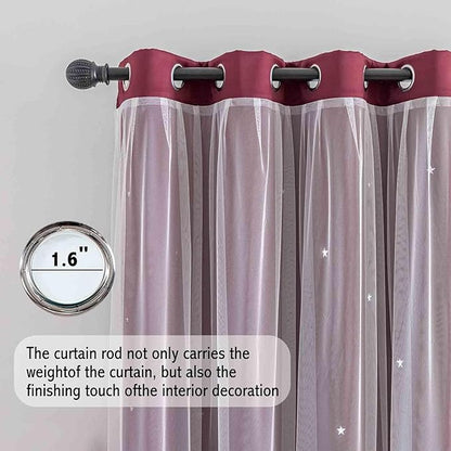 Anytime Romantic Kids Curtain, Hollow-Out Stars Window Curtain Double Layer - Image 3